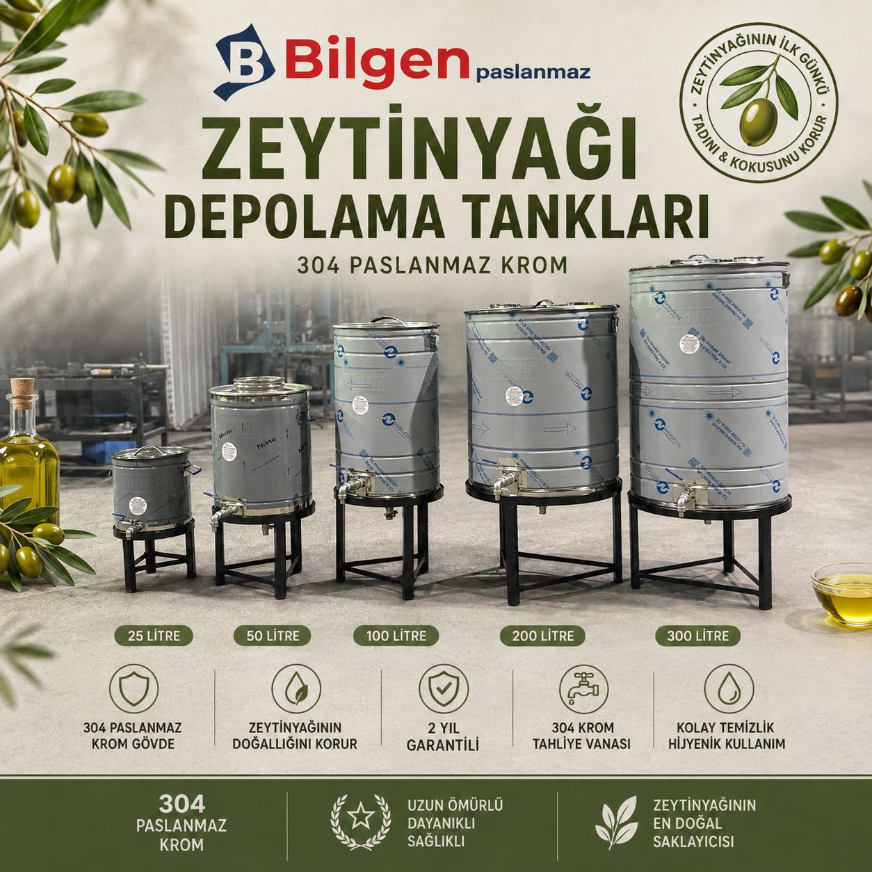 304 Kalite Paslanmaz Krom Zeytinyağı Depolama Tankı